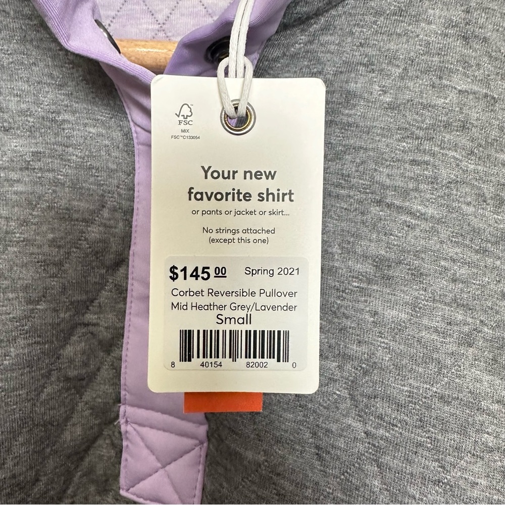 Marine Layer Corbet Reversible Pullover Sweatshirt Heather Gray / Lavender Small - Picture 5 of 7